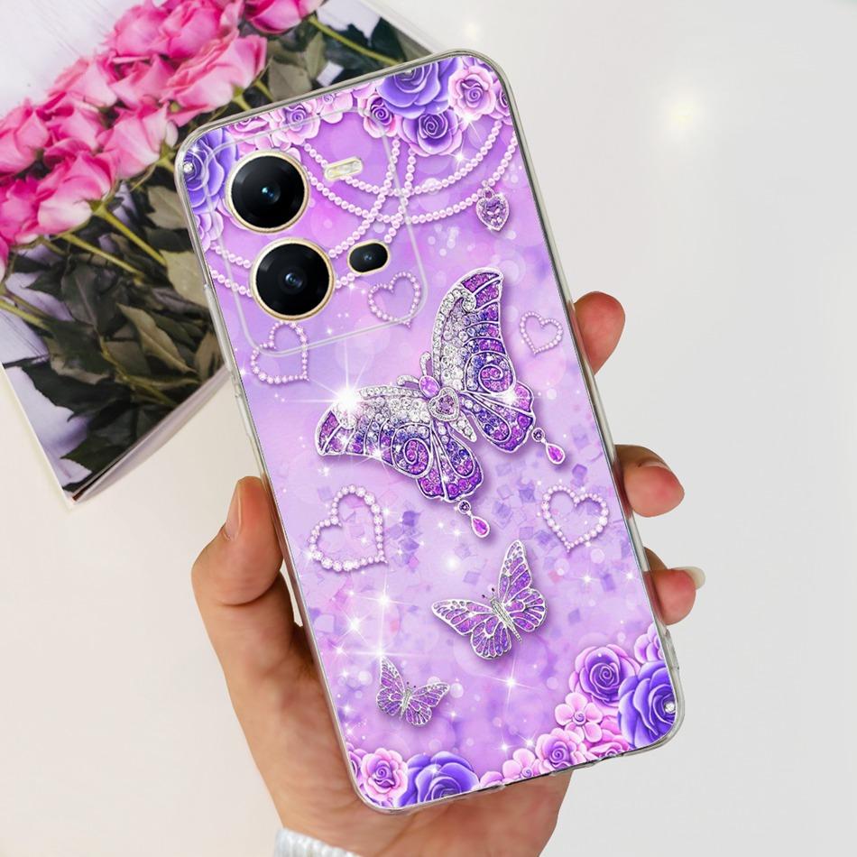 Чехол для Vivo V25 5G Vivo V25e V 25 25E 4G V2202 V2201 Милый узор с пандами и цветами Мягкий силиконовый ТПУ чехол для телефона