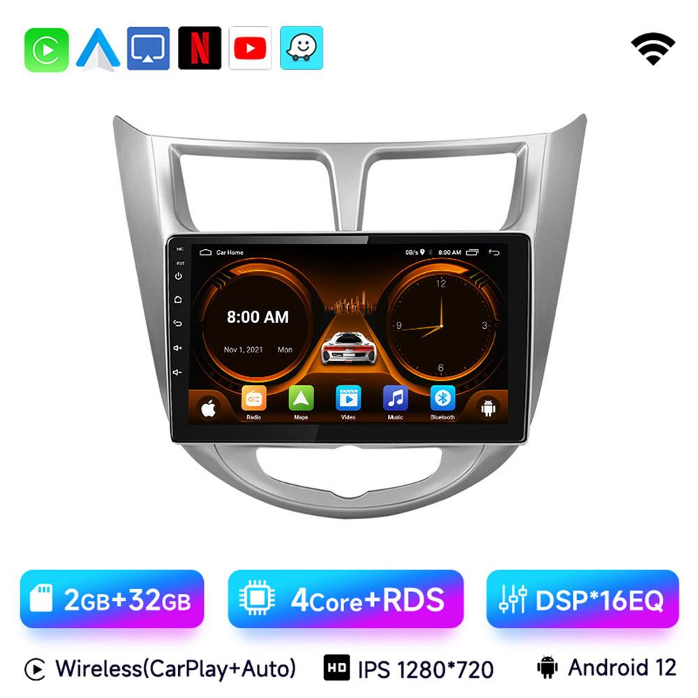 JIUYIN  Car Radio for Hyundai Solaris Verna Accent 1 2010 - 2016 Android 13 Carplay Multimedia Player 2 Din GPS 4G DVD Head Unit