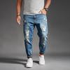 Men's Holes Jeans Denim Pants Street Wear Fashion Feet Ripped Jeans Distressed Slim Fit Denim Trousers