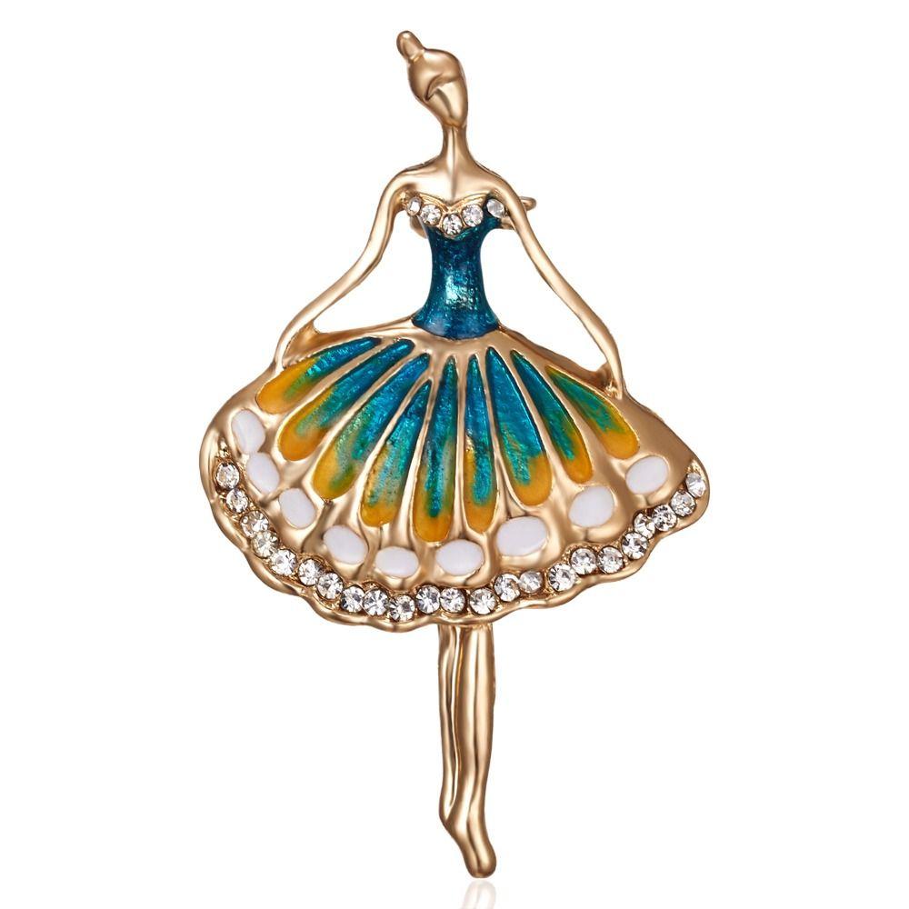 Роскошная брошь в форме танцующей девушки в корейском стиле, со стразами, аксессуары для костюма, хрустальная брошь