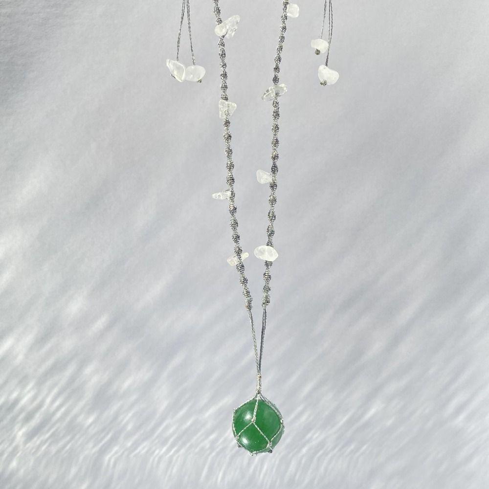 Copper Crystal Net Metal Necklace Silver Color Stone Holder Necklace Necklace Accessories