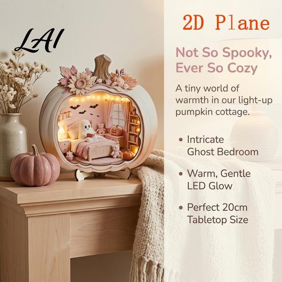 Indoor Fall Tabletop Centerpiece Halloween Ghost Pumpkin Wooden Plaque 2D Flat Sign Gift for Lovers Spooky Bathing Reading Ornament Home Office