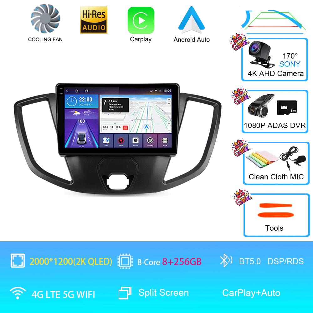 Автомобильное радио Android 14 для Ford Transit 2015 2016 2017 2018 Carplay Мультимедийный видеоплеер GPS Стерео 2din WIFI+4G BT QLED Экран