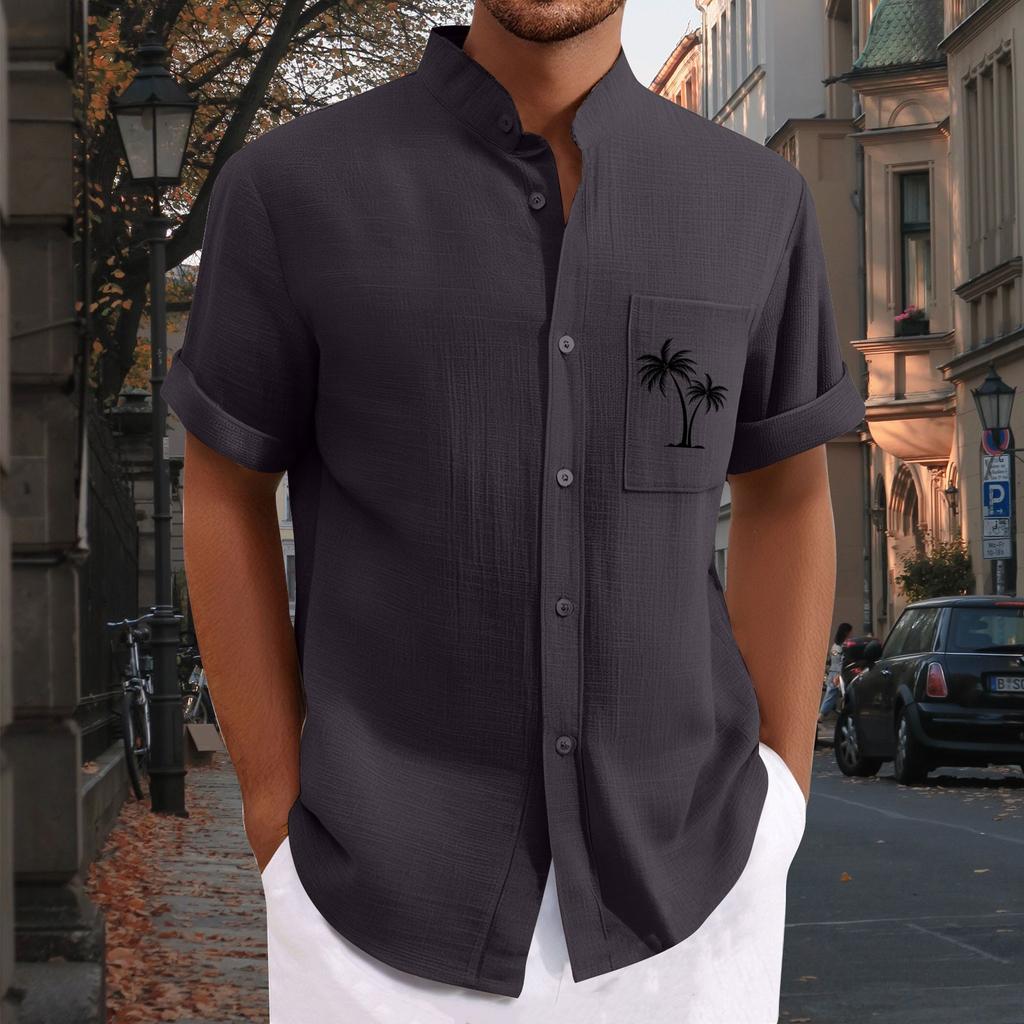 Men'S Casual Loose Short Sleeved Printed Shirt With Fashionable Top