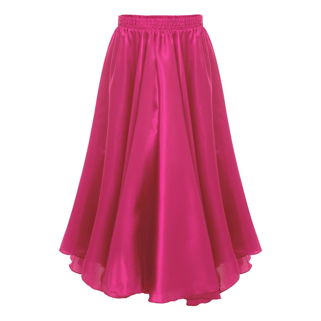 Kids Girls Stylish Dance Clothing Elastic Waistband Large Swing Loose Half-length Skirt