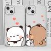 Милый Чехол Bubududu для Пар Baby Bear Panda для IPhone 16 Pro Max 11 12 13 Mini 7 8 14 15 Plus X XS MAX Прозрачные Чехлы Fundas