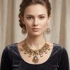 Metal Necklace Earrings Set Water Drop Pendant Ethnic Style Necklace Set  Wedding Party
