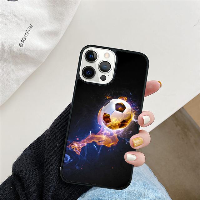 Fire Football Ball Soccer Phone Case For iPhone 17 Air 15 16 Cover 11 13 14 Pro Max 12 Plus Max Fundas
