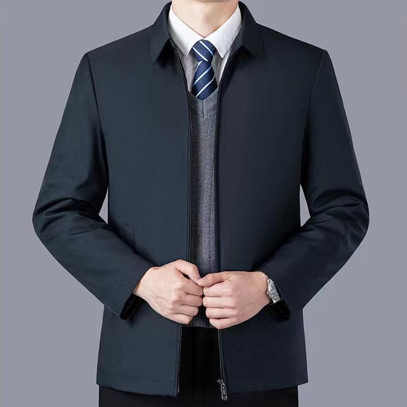 2025 Men's Executive Mid-Aged & Elderly Cotton Jacket - Warm, Thickened, Casual Spring/Autumn Wear