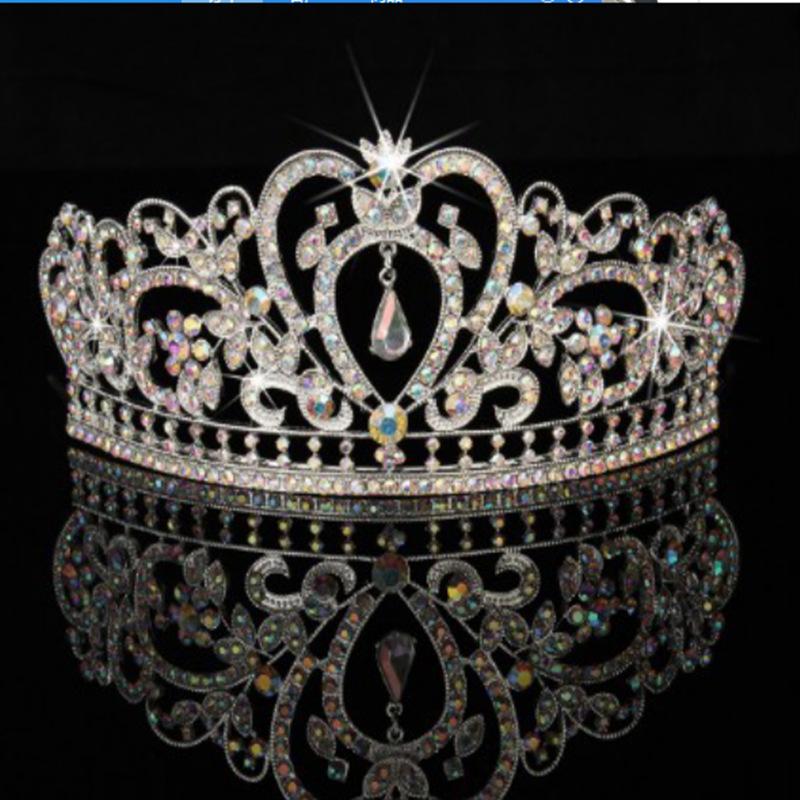 Европейская корона в стиле барокко, сплав, стразы, ювелирные украшения, свадебная корона, гальваническое покрытие, толстое серебро, золото, сердце, свадебная тиара