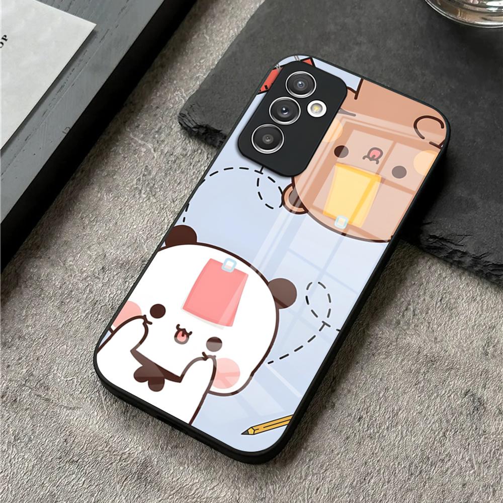 Милый чехол для телефона BuBu DuDu для S24 Ultra Samsung S23 S22 S20 Fe S21 Plus Galaxy A54 A34 A24 A53 Стеклянная крышка