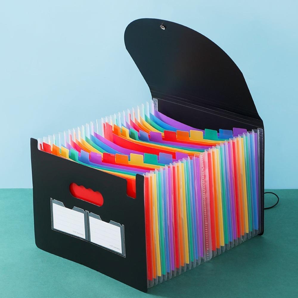 13/25 Pockets Accordion File Folder A4 Document Organizer Portable Expanding File Box Student