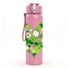 1PC Heart Shape Clover Leaf Art 750ml Color Plastic Sports Water Bottle Leakproof Flip Straw Lid Suitable for Sports Office Home Use