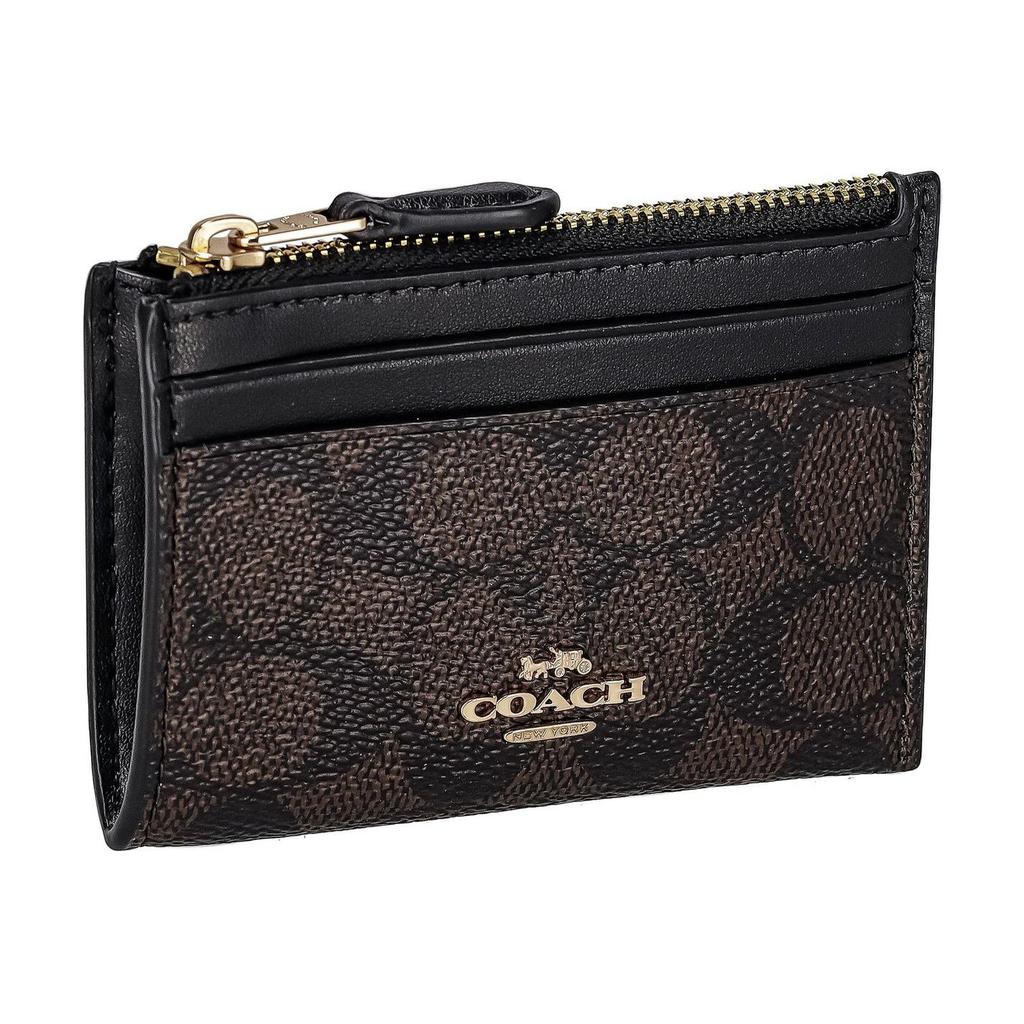 New COACH Skinny Id Case Artificial Leather With Plastic Card Holder Mini Women's Walnut & Black CW870-IMXAQ