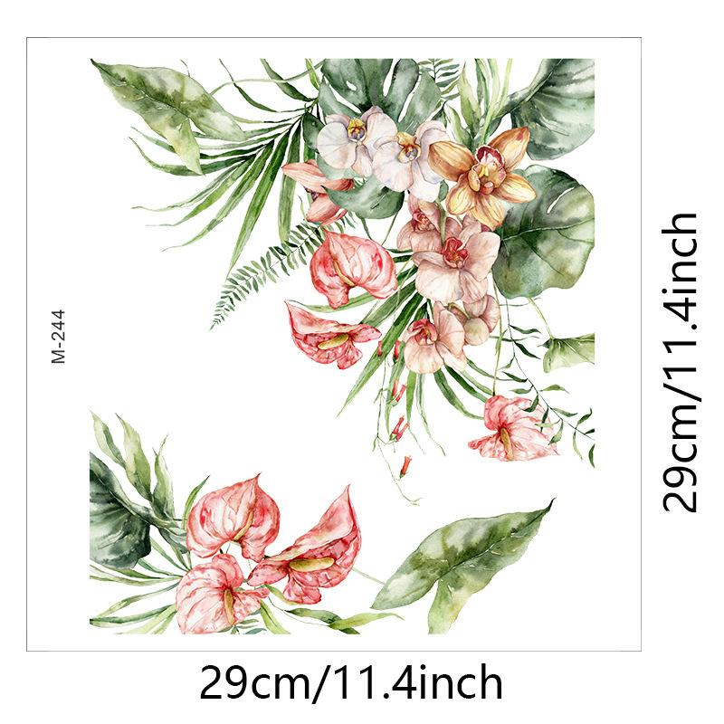 Green Plant Leaves Flower Wall Sticker Bathroom Toilet Decor Living Room Cabinet Home Decoration Decals Beautify Self Adhesive M