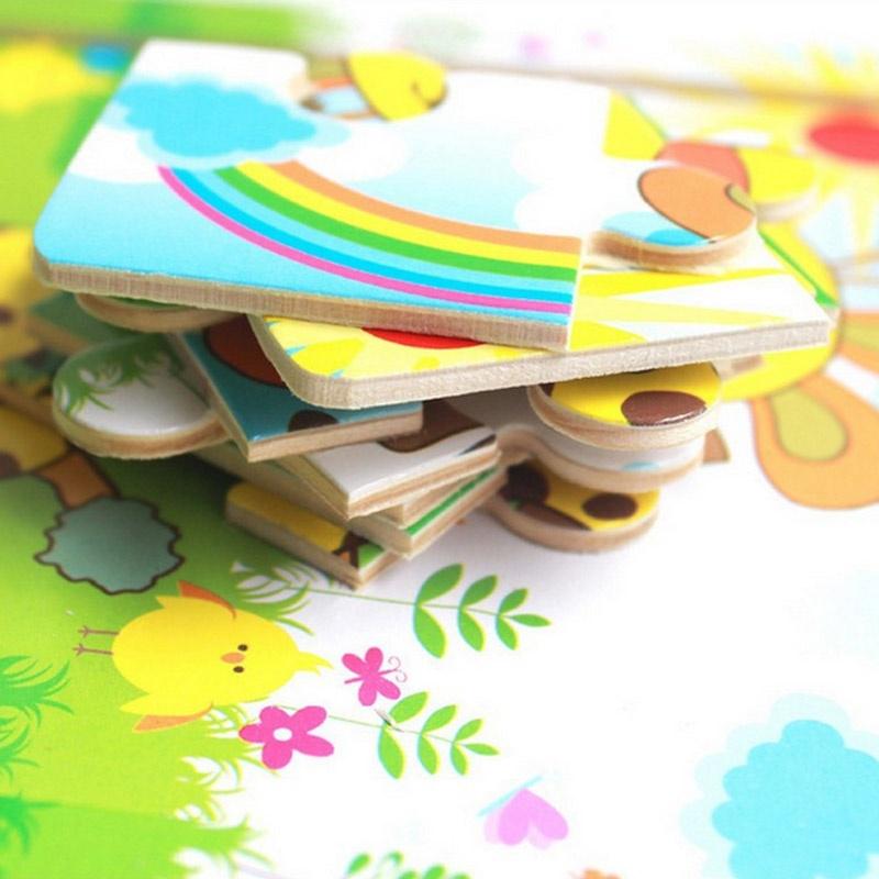 DIY 16 шт./компл. деревянные мультяшные головоломки детские игрушки детские ранние уроки