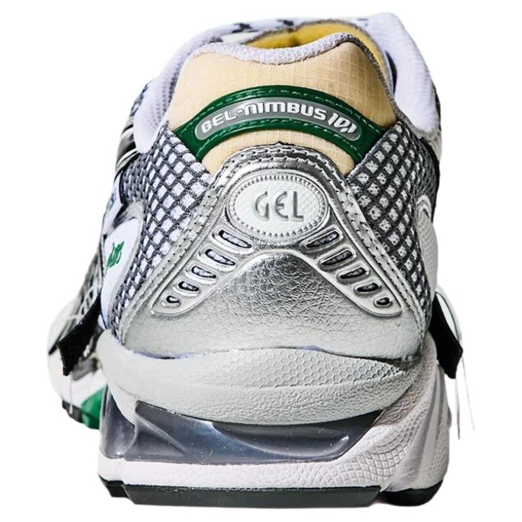 Кроссовки INVINCIBLE® x ASICS GEL Nimbus 10.1, износостойкие, низкие, повседневные, унисекс, белые с зелеными вставками, артикул 1203A814-020