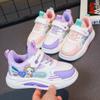 Повседневные кроссовки розово-фиолетовые для девочек с принцессой, уличная обувь для детей, светящиеся, нескользящие спортивные туфли