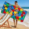 Building Blocks Print Beach Towel, Large Soft Quick Dry Towel for Beach Camping Swimming