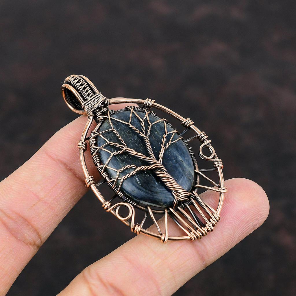 Tree Of Life Kyanite Pendant Copper Wire Wrapped Pendant Real Gemstone Pendant Kyanite Jewelry Handmade Pendant Copper Jewelry Gift For Mom