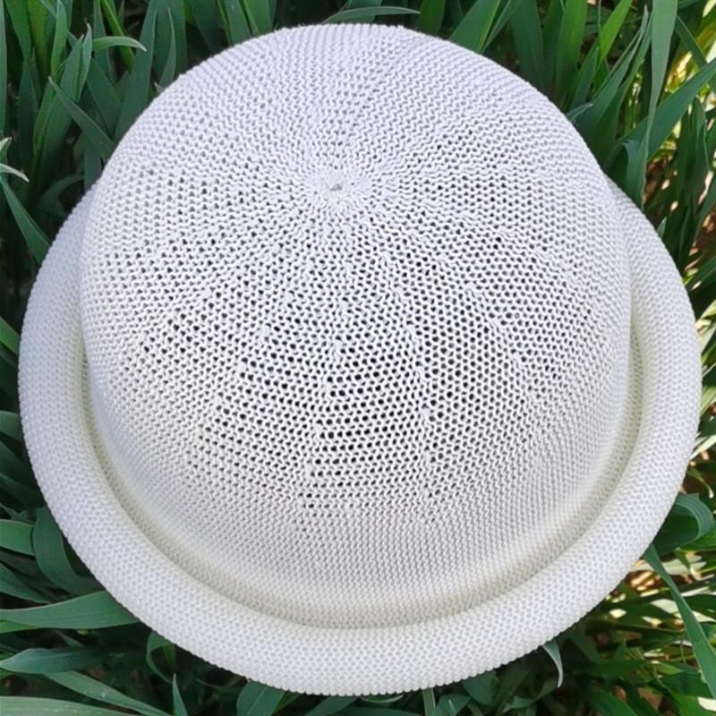Hat Ladies Spring and Summer New Grass Yarn Curled Bowler Hat Stylish and Elegant Cold Hat