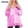 Women's Sweatshirt Casual Patchwork Clash Velvet with Buckle Long Lapel Top
