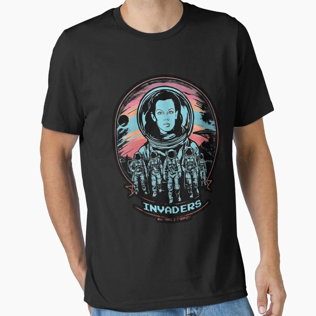 Invaders Essential T Shirt Vintage Washed Unisex Graphic Fashion Soft Stretched Comfortable Homme Designer Clothes Versatile