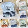 Childrens Summer Cartoon Hoodie And Shorts Set With Soft Cotton For Kids