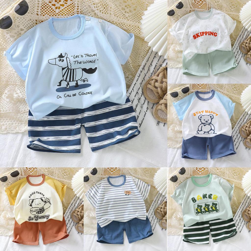 Childrens Summer Cartoon Hoodie And Shorts Set With Soft Cotton For Kids