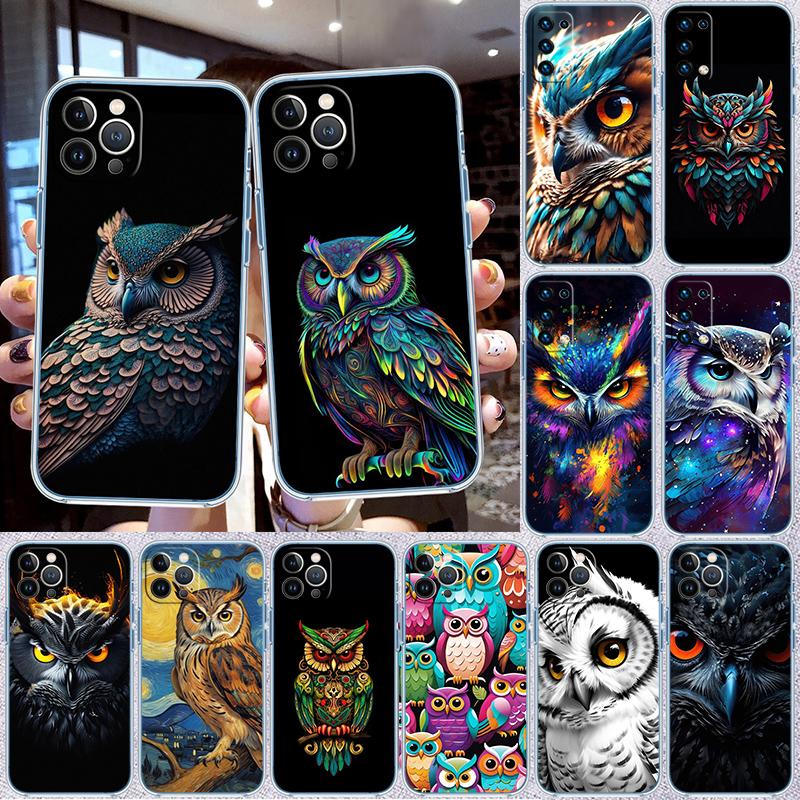 RP13 Cartoon Art Owl Transparent Phone Case for Motorola Moto Edge 20 30 40 50 S30 Fusion Ultra Pro Neo Lite + G200 G23