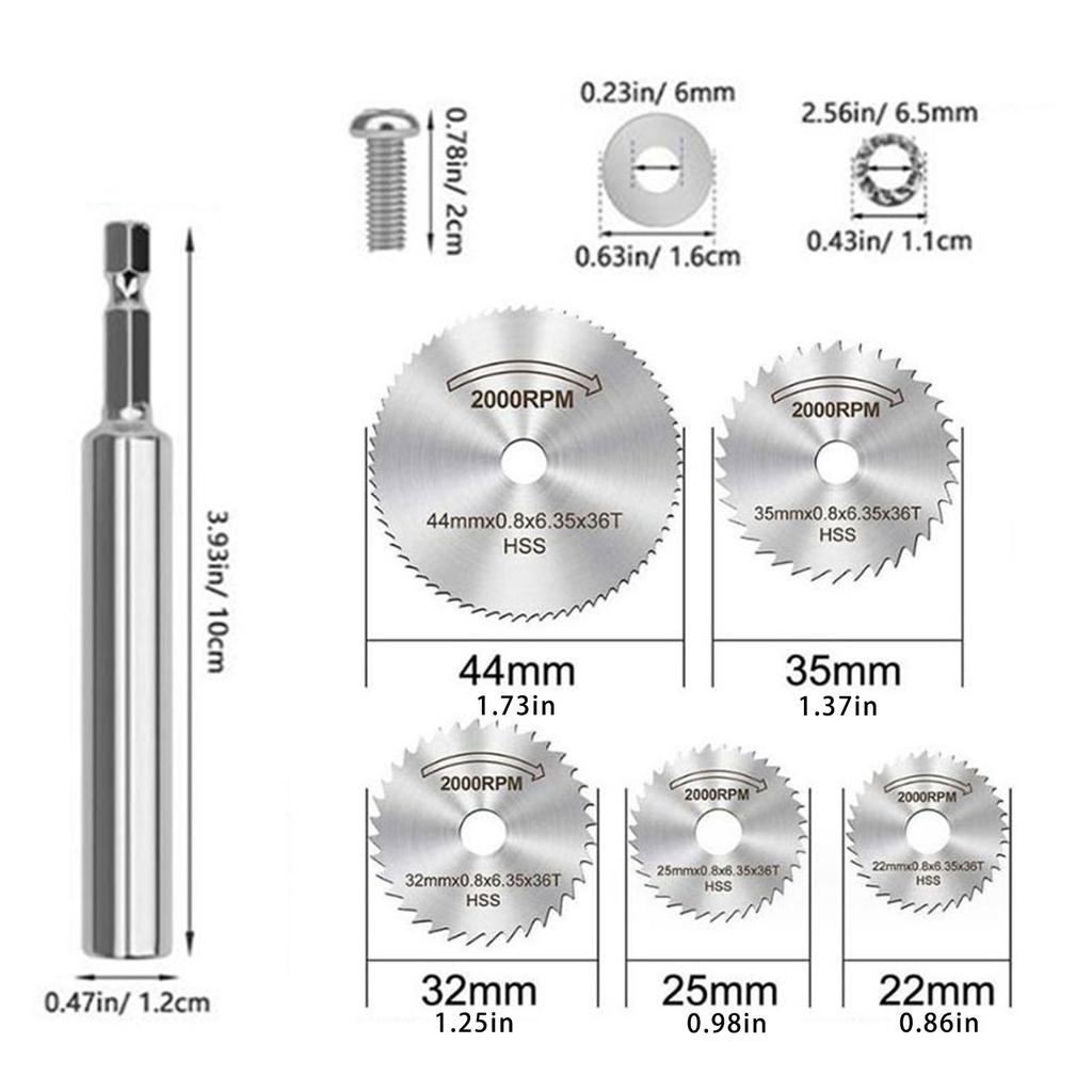 7 шт. Пильные диски для роторной дрели с шестигранным хвостовиком, пластиковая сантехника, внутренний резак, пильный диск HSS, отрезные диски для дрелей