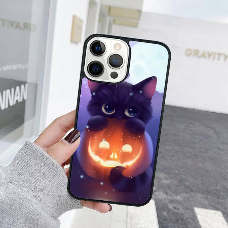 Мультяшный Хэллоуинский Кот Чехол для Телефона iPhone 17 Air 15 16 Чехол 11 13 14 Pro Max 12 Plus Max Fundas