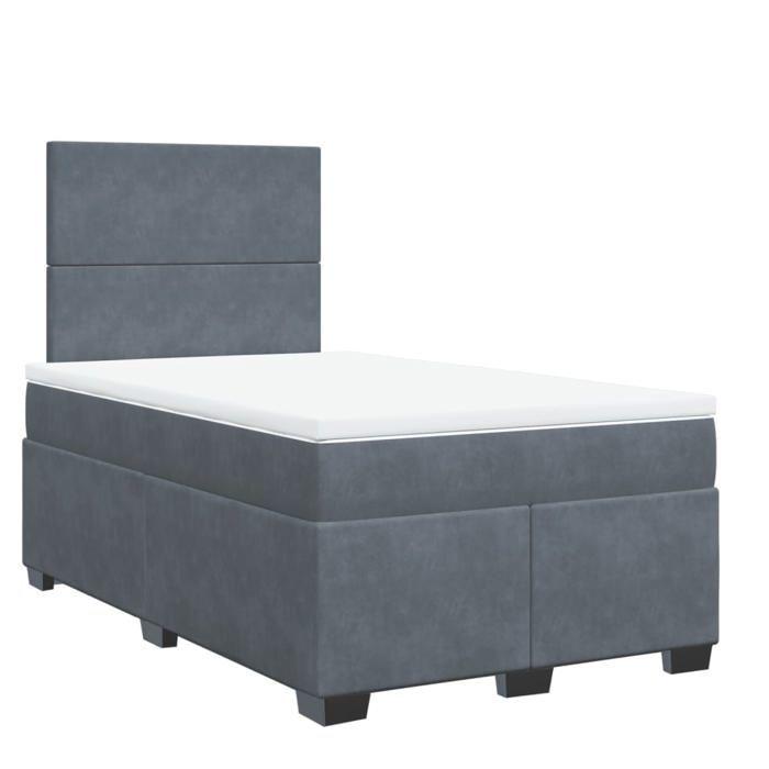 Maison Exclusive - Sommier à lattes de lit et matelas gris foncé 120x190cm velours