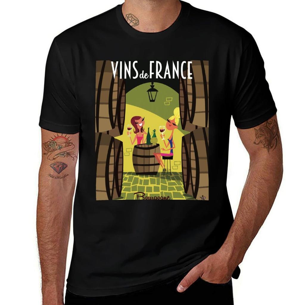 Vins De France Бургундия Постер Футболка Большого Размера Быстросохнущая Спортивная Футболка