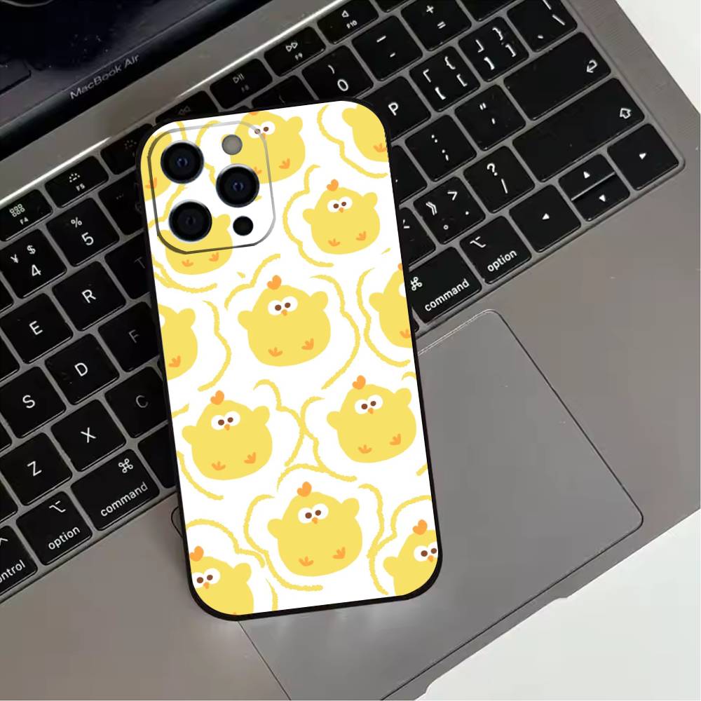 D-un D-un Chicken Phone Case For iPhone 17,16,15,14,13,12,11 Plus,Pro Max,XS,Soft Silicone Black Cover