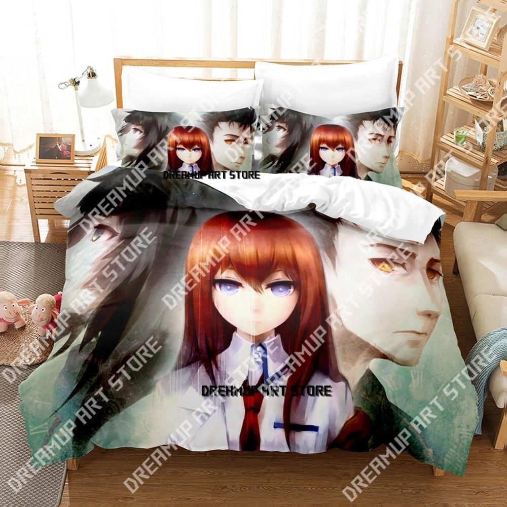 Аниме Steins Gate Комплект постельного белья Односпальный Полуторный Двуспальный Queen King Размер Комплект постельного белья Взрослый Детская спальня 3D Аниме Комплект простыней