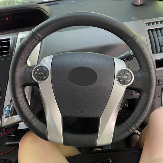 Мягкая кожаная накладка на руль для Toyota Prius 30 XW30 3 2010-15 ЧЕРНАЯ