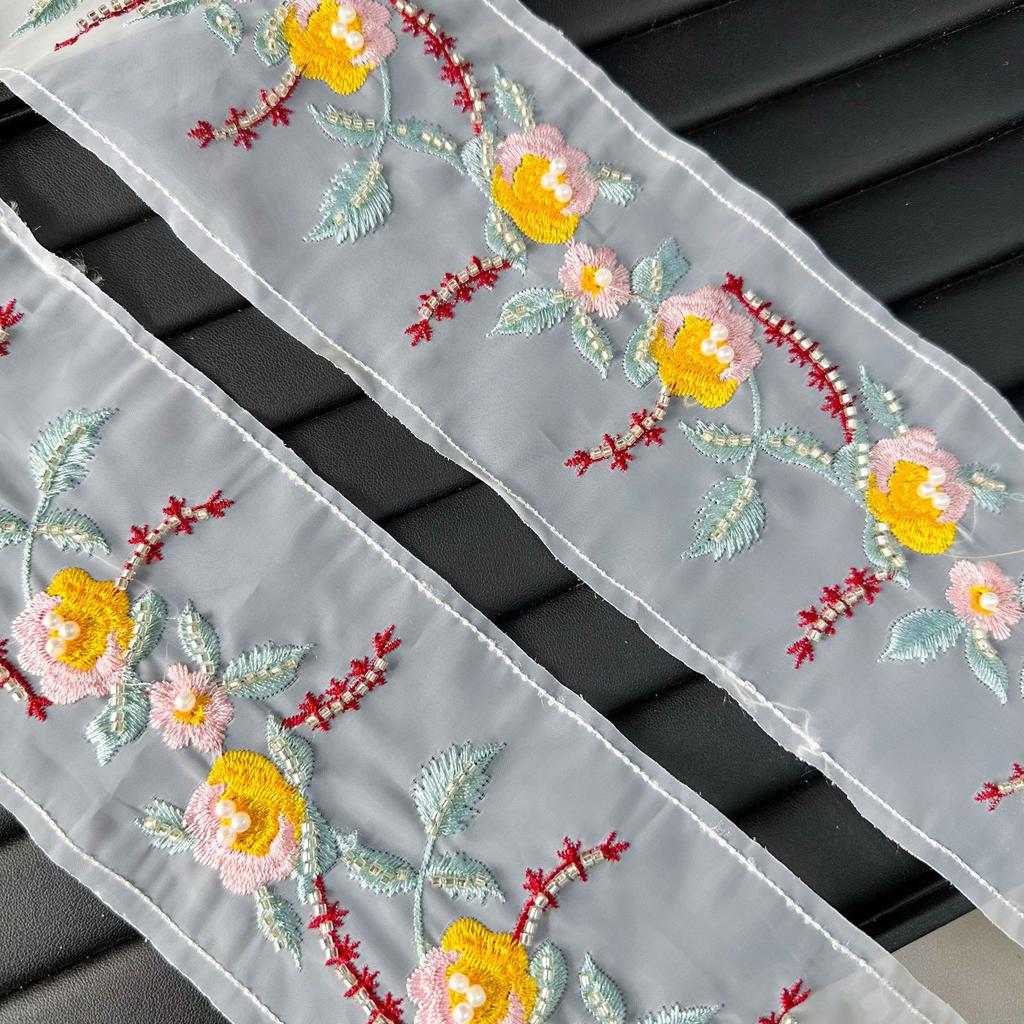 Национальный стиль Цветная вышивка Кружево Этнический стиль Ханьфу Старинный костюм Юбка-лошадь Одежда Занавеска Вышивка Украшение Штрих-код