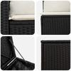 Sofa Set 5 pcs. Black and Cream White Poly Rattan and Steel