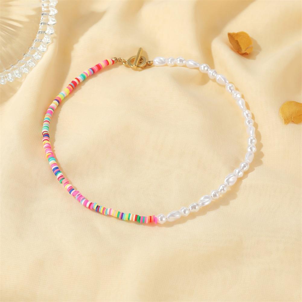 Women's Necklace Bohemian Style Colored Clay Pearl Clavicle Chain