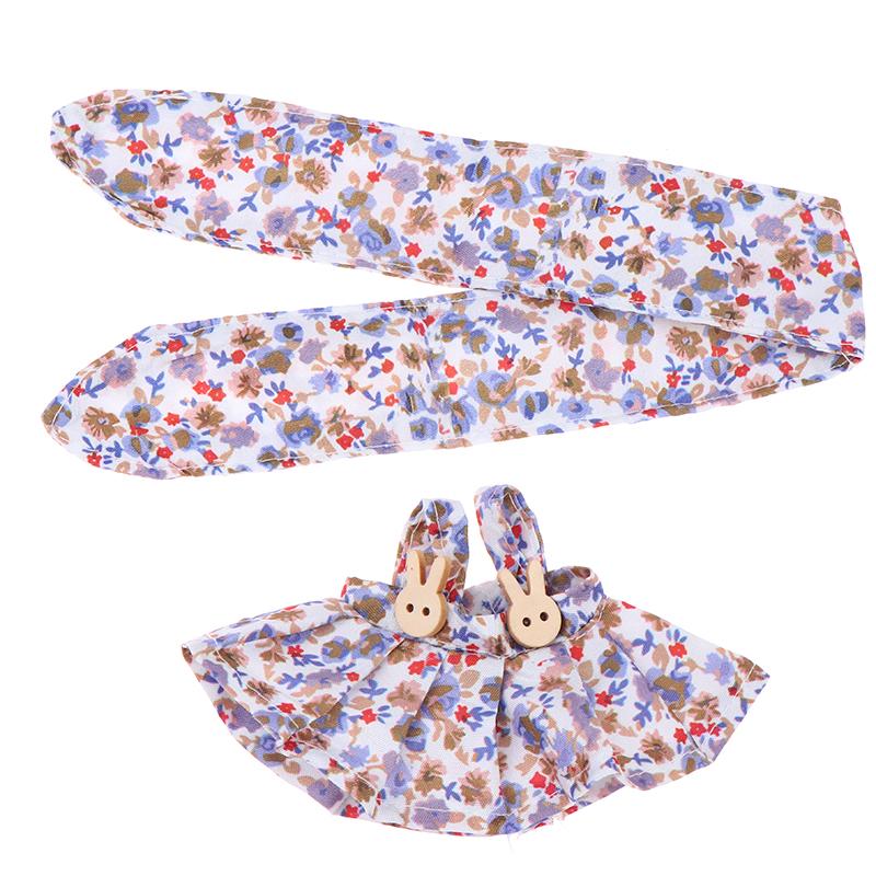 Для куклы Лабубу 17 см Одежда Аксессуары Сладкое цветочное платье с повязкой на голову Плюшевые куклы Сменная одежда Подарки Игрушки для ролевых игр