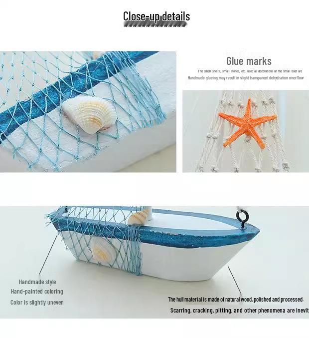 Solid Wood Sailboat Ornaments: Mediterranean Table Decorations & Creative Photography Props