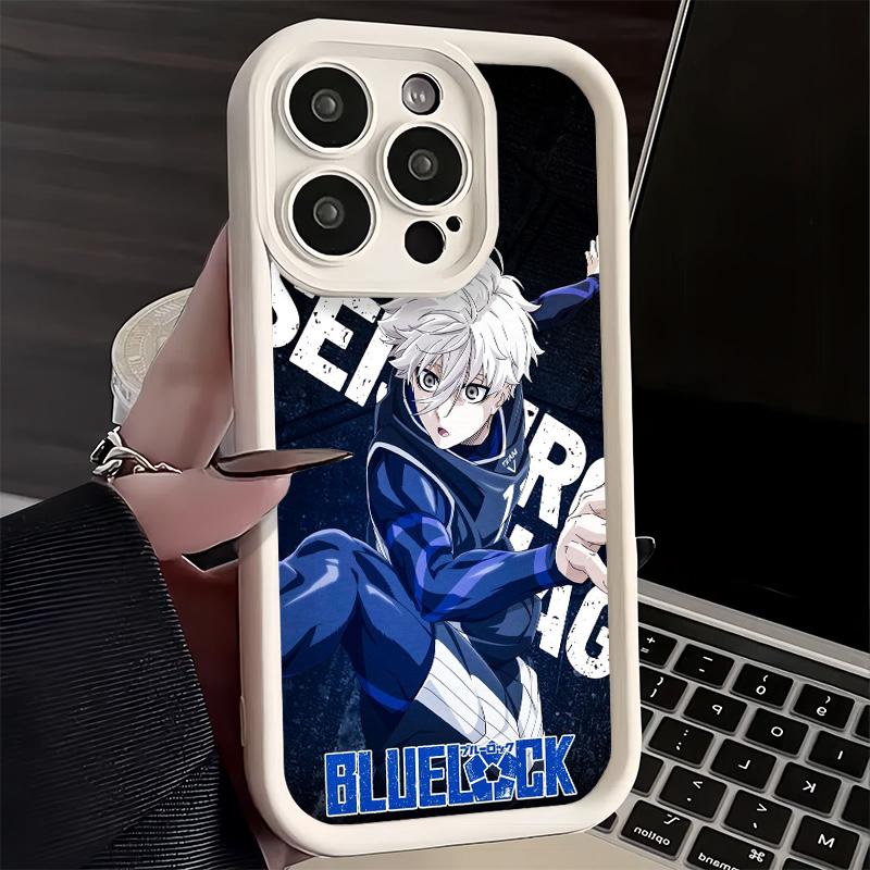 Чехол для телефона iPhone 17 Air 16E 15 16 Pro Max Синий L-Lock Наги Сэйсиро Чехол 14 Plus 13 12 Mini Мягкий Силиконовый Fundas