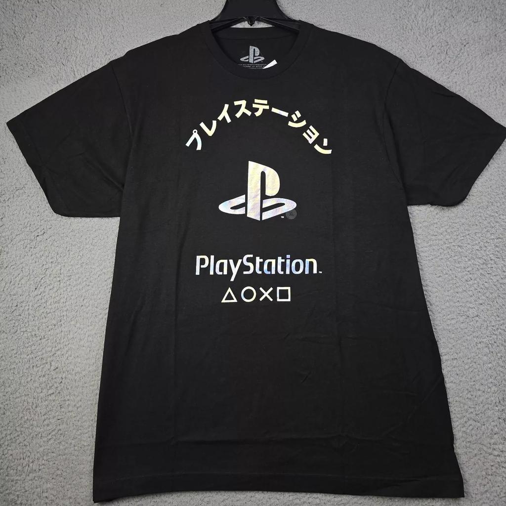 Мужская футболка Playstation Extra Large XL Черная с фольгой Видеоигрок PS4 PS5 Ретро Новая с биркой B
