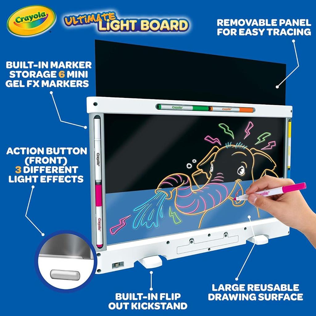 Crayola Stand Drawing Glowing LED Authentic Light-Up Board, Plastic, Light, Toy, 747245,