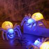 Halloween Light-up Spider Figurine Realistic Plastic Spider Animal Figure with LED Light for Halloween Indoor Home Party Decor