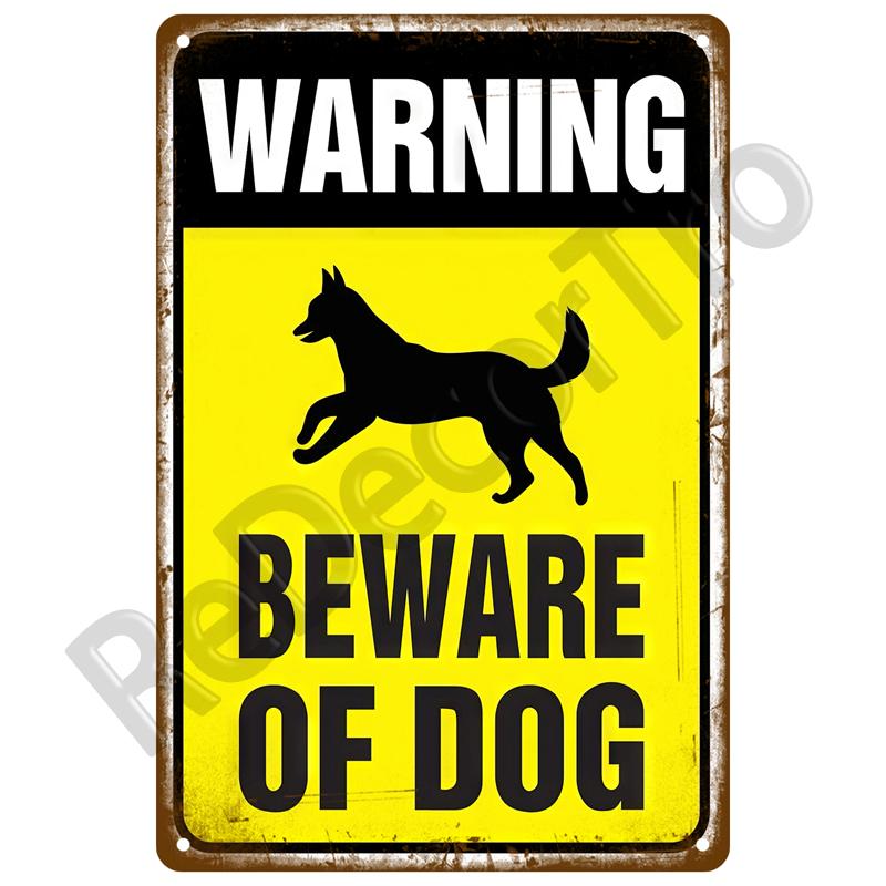Metal Sign Decorative Wall Plate Art Beware Plaque Metal Vintage Decor Accessories Warning Danger Tin Sign Poster Caution Beware