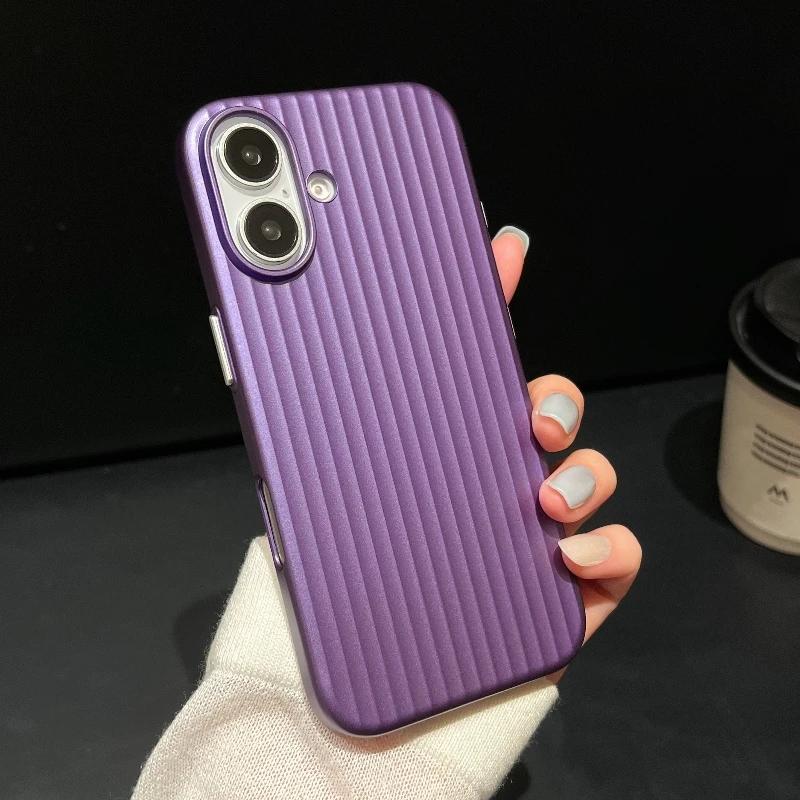 Роскошный натуральный титановый чехол для ПК для For Iphone16 15 14 13 pro max plus Гальванизированный решетчатый гофрированный жесткий задний чехол для телефона