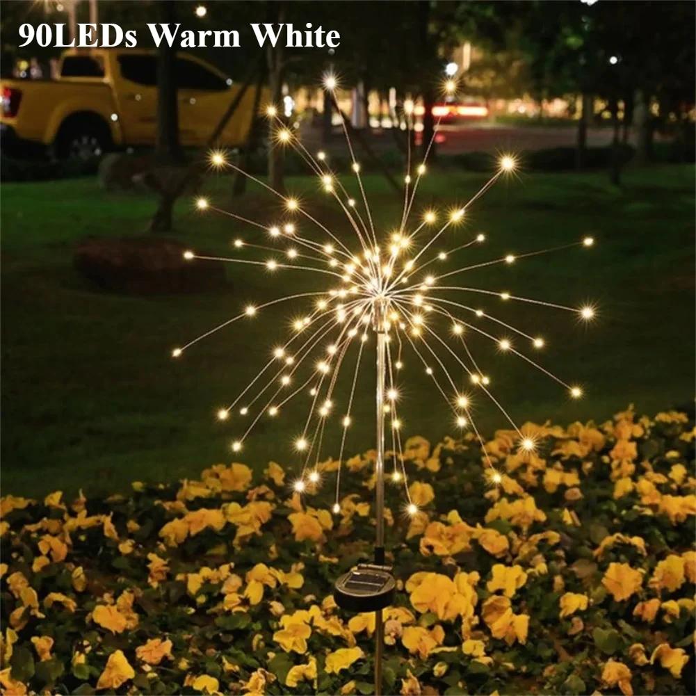 Solar Fairy Lawn Lights,Waterproof Outdoor Firework Lights,LEDs Garden Flower Light For Garden Christmas Party DIY Decoration