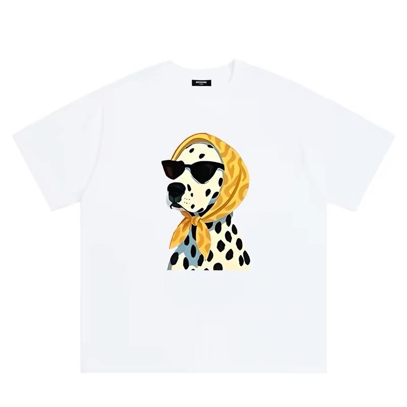 ZAZOMDE Y2K Funny Dog Print T Shirts Unisex Unisex Stylish Dalmatian Pattern Loose Fit Short Sleeve Daily Casual Graphic Tee Tops